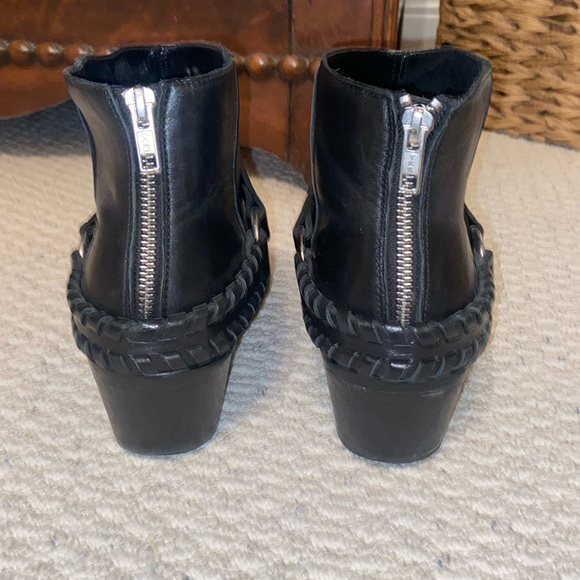 Brusque Black Leather Back Zip Ankle Boots - Picture 2 of 12